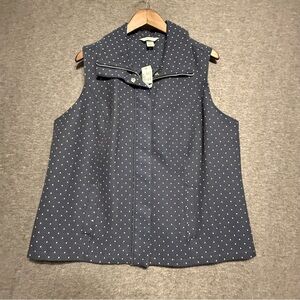 CJ Banks Navy Vest With Zip and Snap Front Womens Size 1X (16/18) NWT